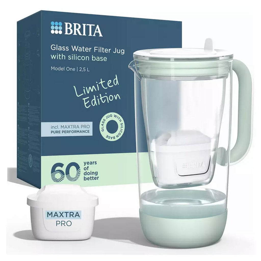 BRITA Limited Edition Borosilicate Glass Water Filter Jug 2.5L Green & White