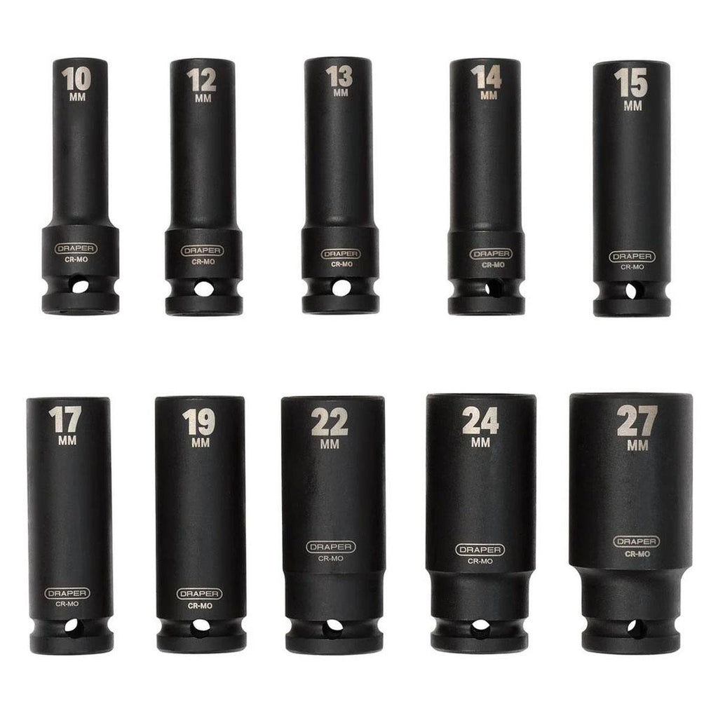 Draper 1/2 Inch Square Drive Metric Deep Impact Socket Set