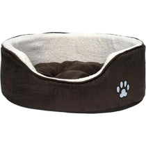 Petface Sams Luxury Faux Suede Oval Dog Bed Small Brown