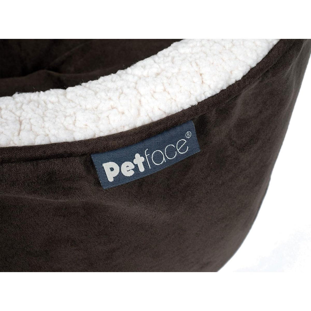Petface Sams Luxury Faux Suede Oval Dog Bed Small Brown