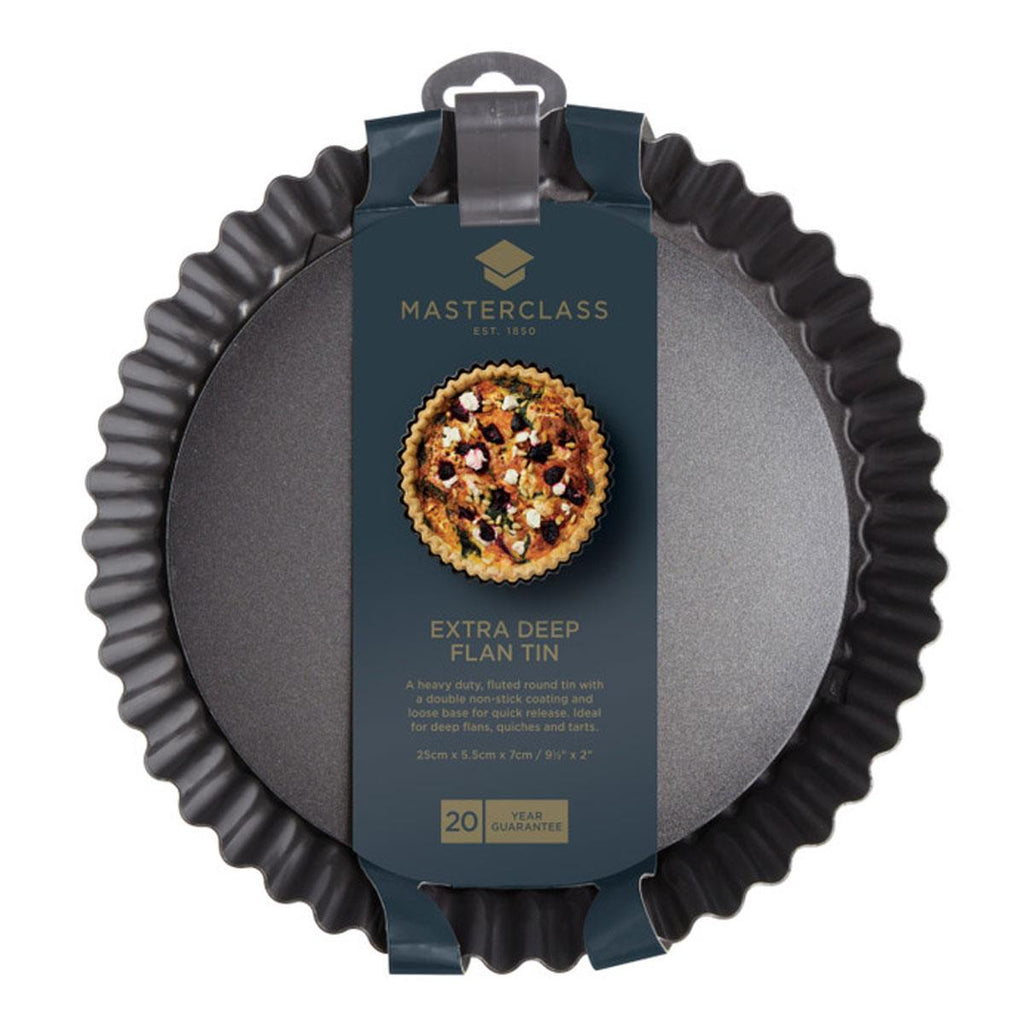 MasterClass Non-Stick Extra Deep Fluted Flan Tin 25cm Black