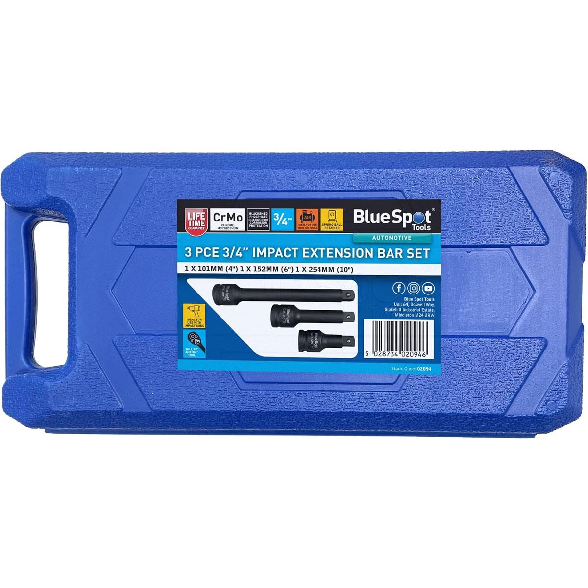 Blue Spot Tools 3/4 Inch Drive Impact Extension Bar Set Black