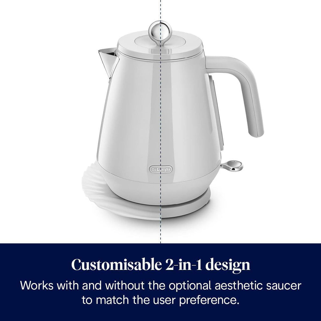 Delonghi Eclettica Electric Kettle 1.7L - Glossy White