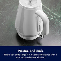 Delonghi Eclettica Electric Kettle 1.7L - Glossy White
