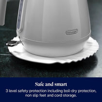 Delonghi Eclettica Electric Kettle 1.7L - Glossy White