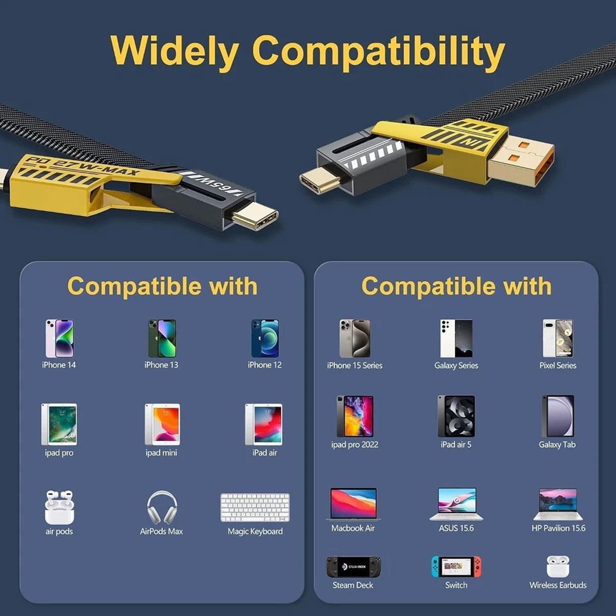 Generic 4-in-1 Multi USB PD Fast Charging Cable (1 Meter)