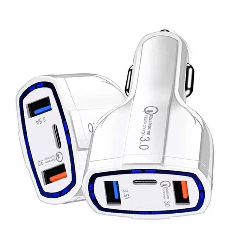 Qualcomm Quick Charge 3.0 Dual 48W Fast Car Charger Adapter White