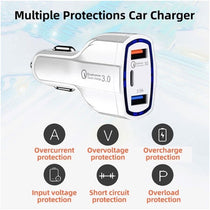 Qualcomm Quick Charge 3.0 Dual 48W Fast Car Charger Adapter White