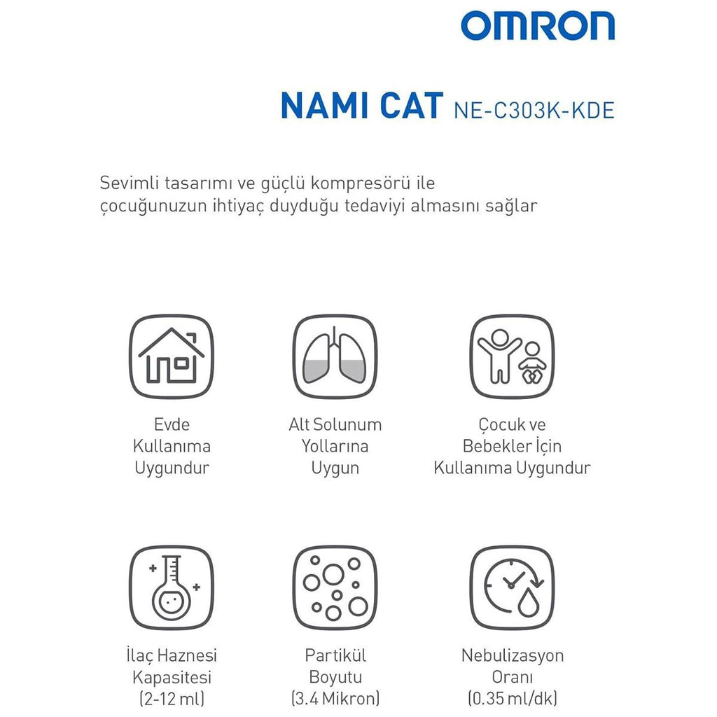 Omron Nami Cat Compressor Nebuliser - Light Blue