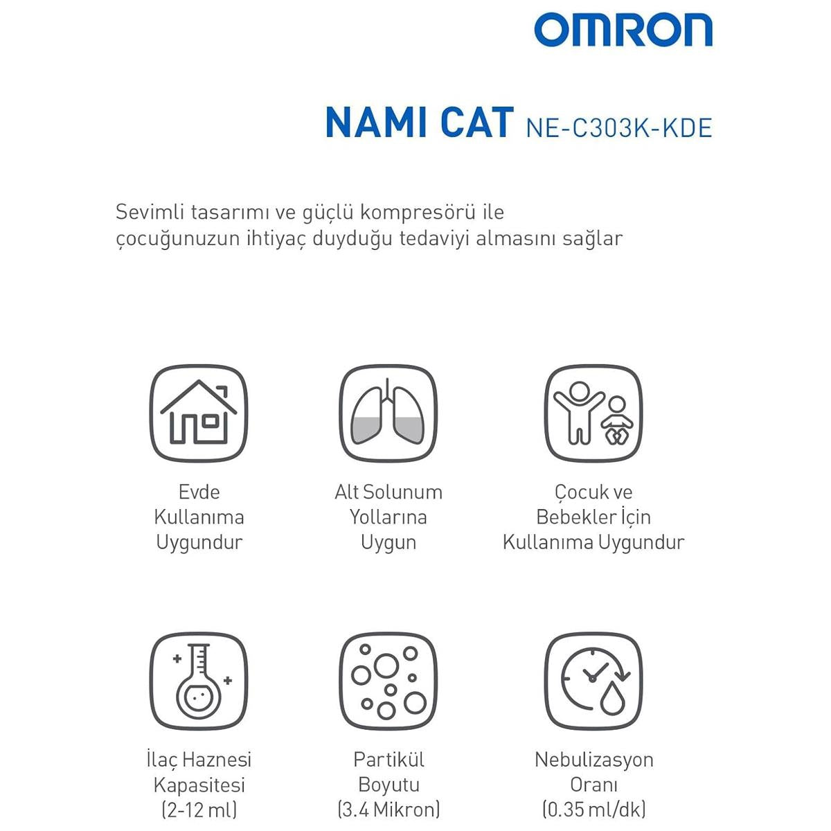 Omron Nami Cat Compressor Nebuliser - Light Blue
