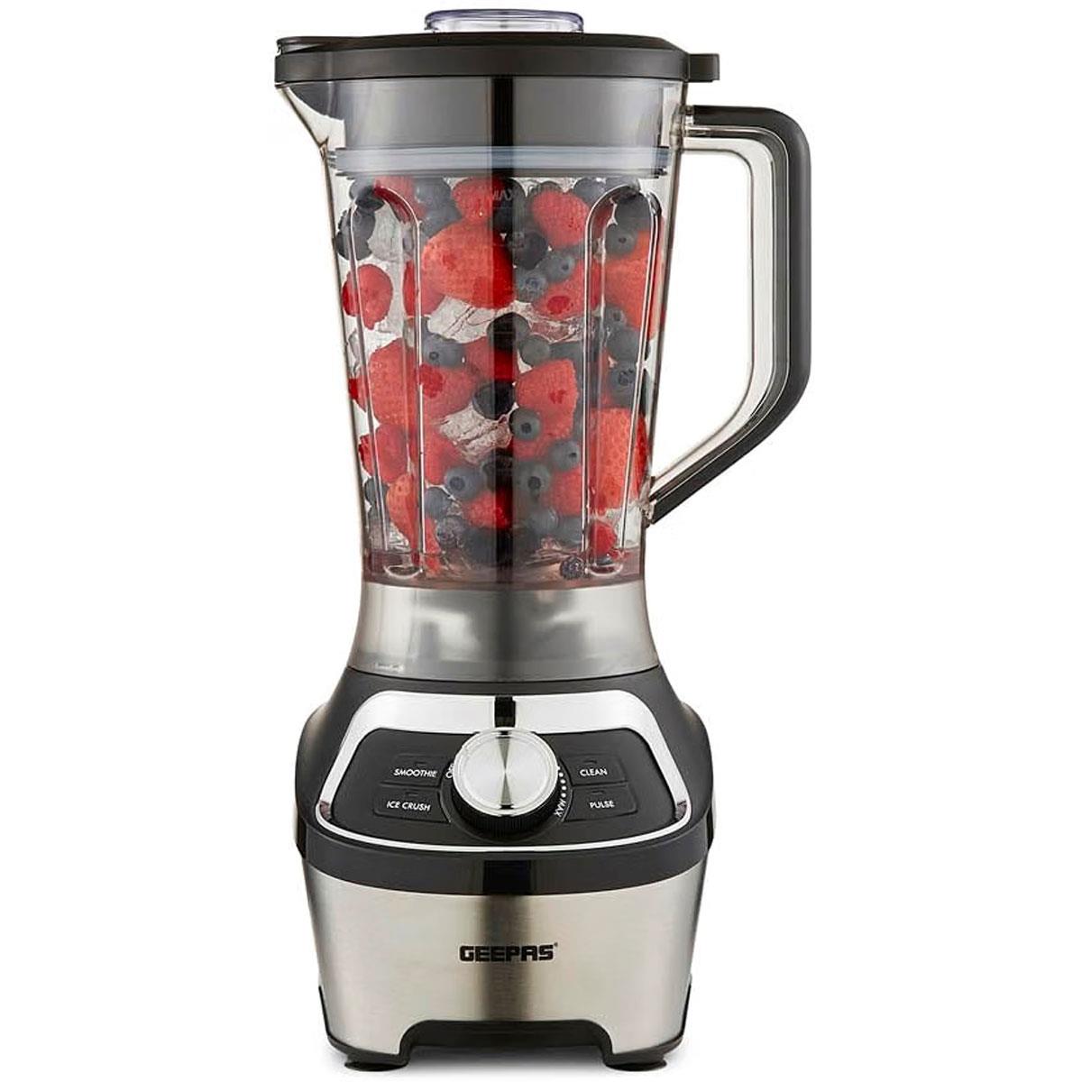 Geepas Professional Electric Jug Blender 1200W Silver Black