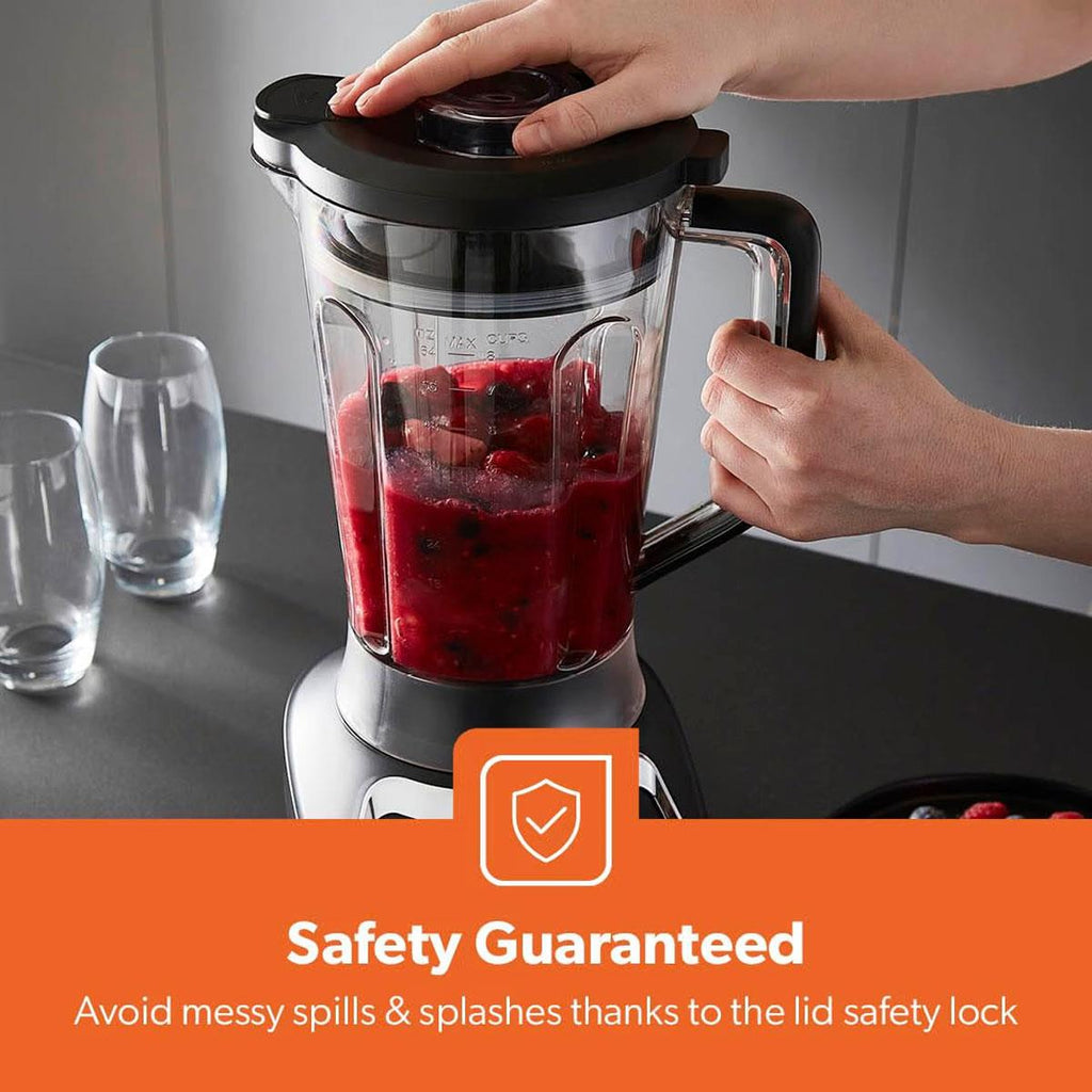 Geepas Professional Electric Jug Blender 1200W Silver Black
