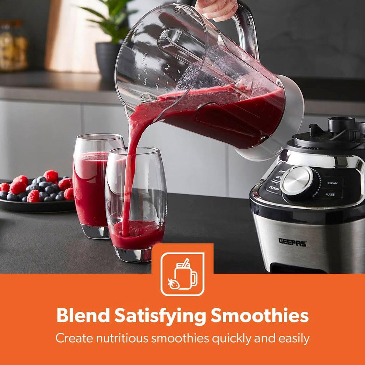 Geepas Professional Electric Jug Blender 1200W Silver Black