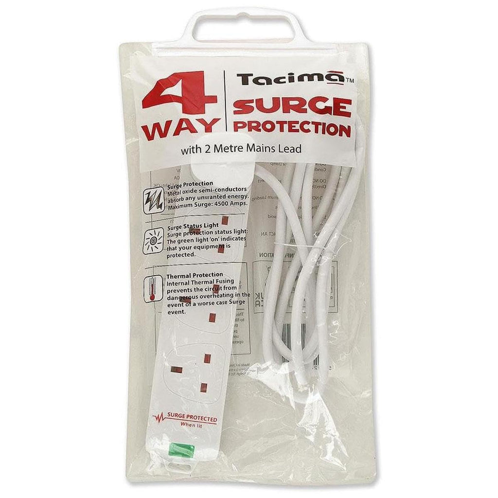Tacima 4 Way Surge Protection Mains Extension Lead 2M