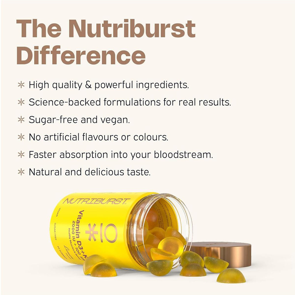 Nutriburst Vitamin D3 2000IU And K2 100mcg Gummies 60 Count
