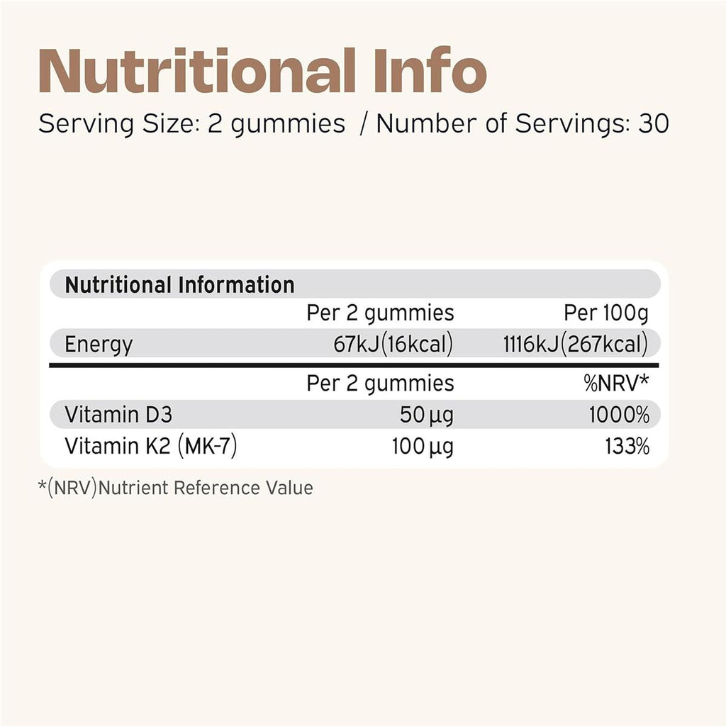 Nutriburst Vitamin D3 2000IU And K2 100mcg Gummies 60 Count