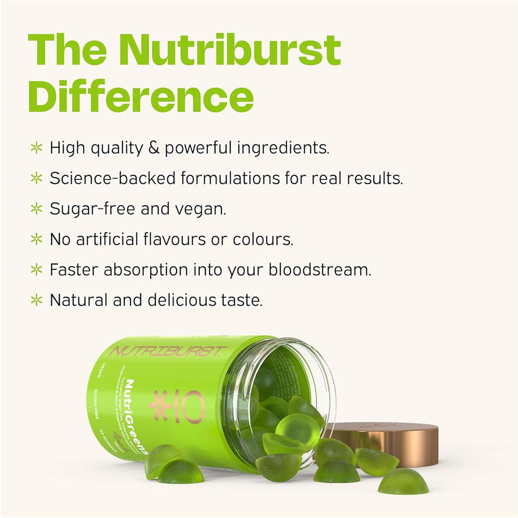 Nutriburst NutriGreens Gummies 60 Count Apple Flavour
