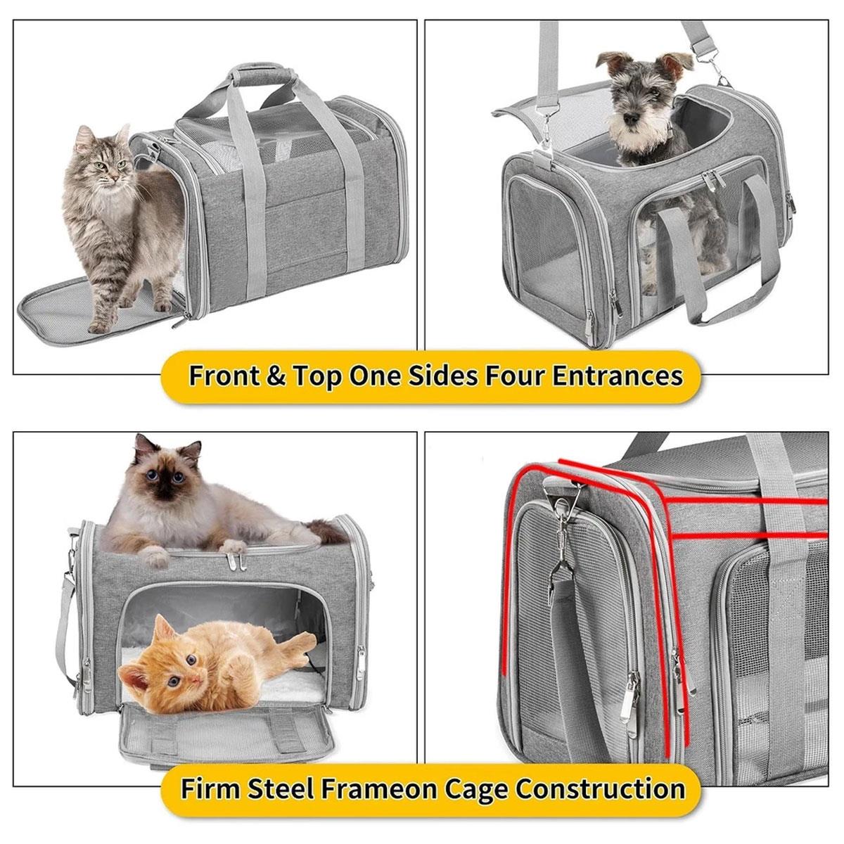 Generic Large Pet Travel Bag Grey Black