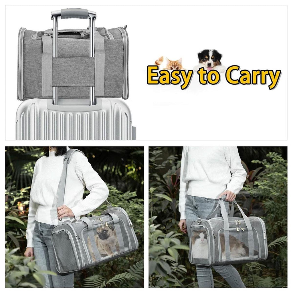 Generic Large Pet Travel Bag Grey Black