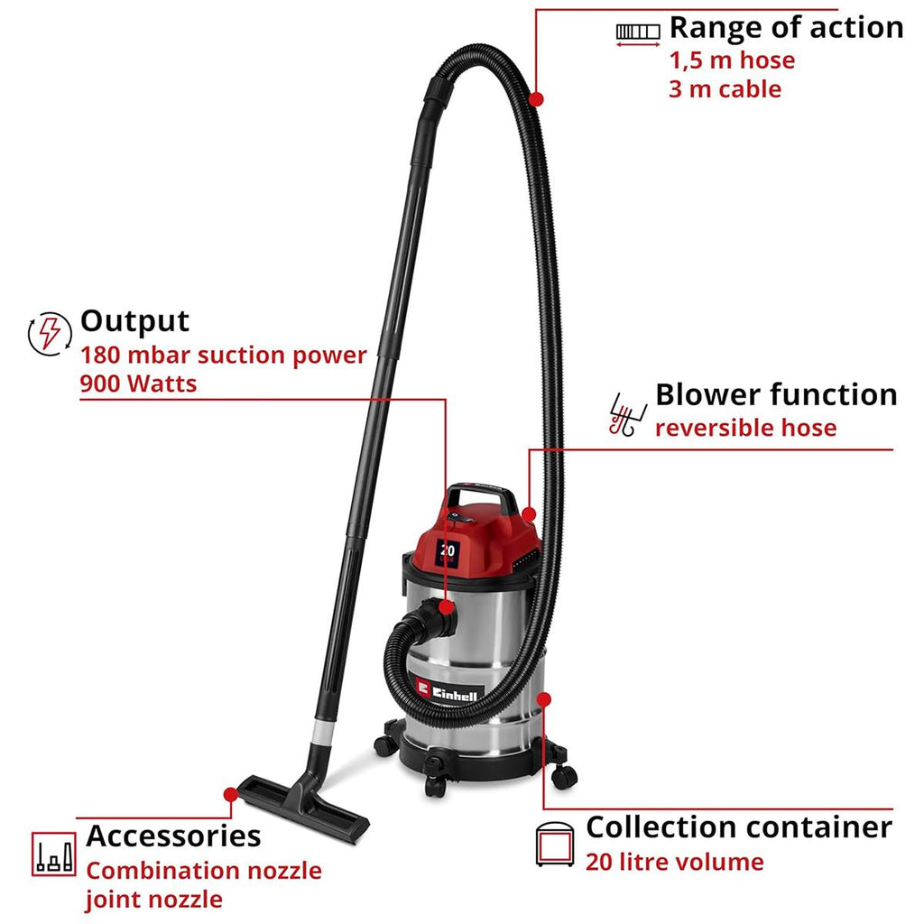 Einhell TC-VC 2045 S Wet And Dry Vacuum Cleaner Red