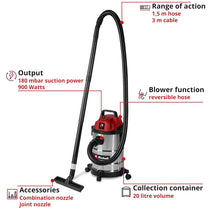 Einhell TC-VC 2045 S Wet And Dry Vacuum Cleaner Red