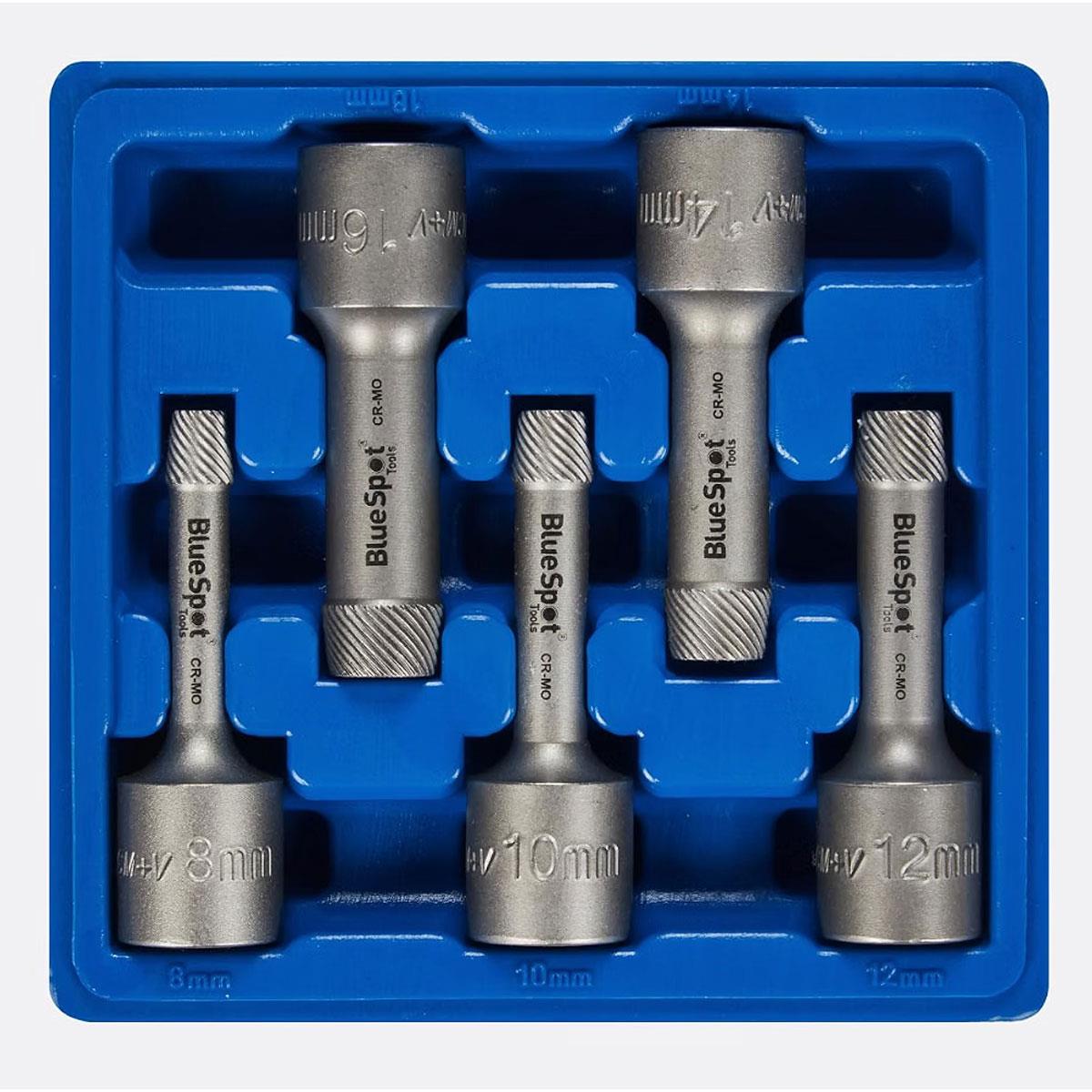 Blue Spot Tools 1/2 Inch Drive Tapered Spiral Screw & Nut Extractor Silver