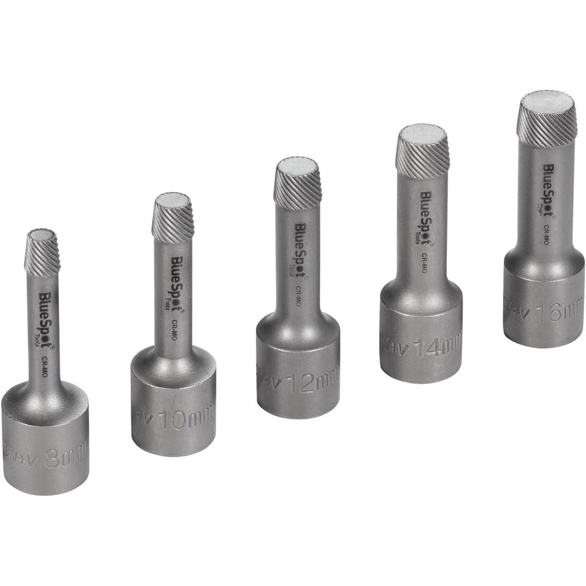 Blue Spot Tools 1/2 Inch Drive Tapered Spiral Screw & Nut Extractor Silver