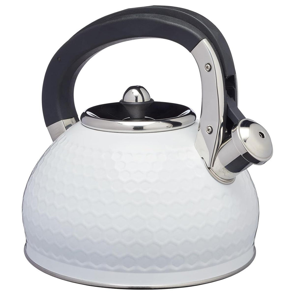 KitchenCraft Lovello Textured Whistling Stove Top Kettle 2.5L Ice White