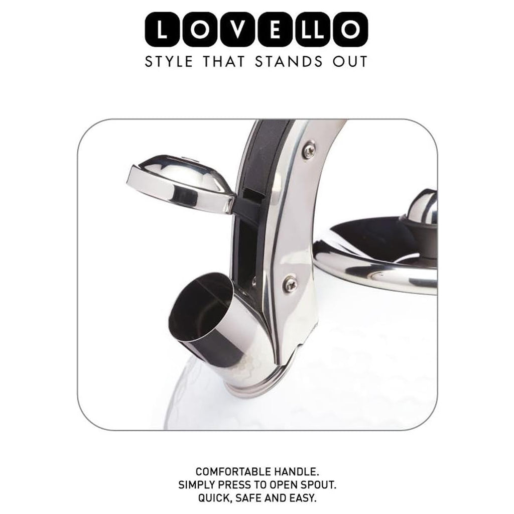 KitchenCraft Lovello Textured Whistling Stove Top Kettle 2.5L Ice White