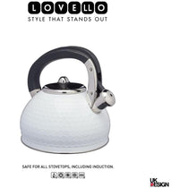 KitchenCraft Lovello Textured Whistling Stove Top Kettle 2.5L Ice White