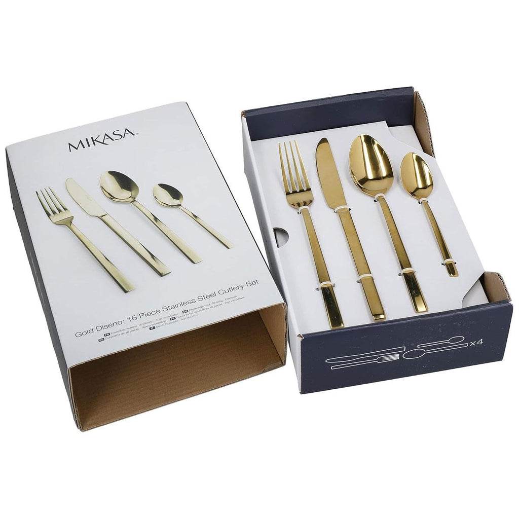 Mikasa Ciara Diseno Gold Cutlery Set - 16 Piece