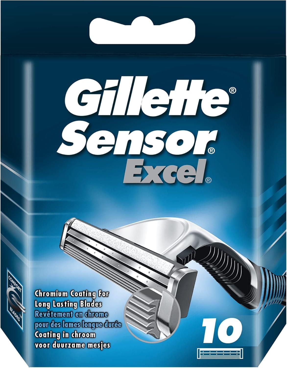 Gillette Sensor Excel Men's Twin Blade Razor Refill Cartridges 10 Pack
