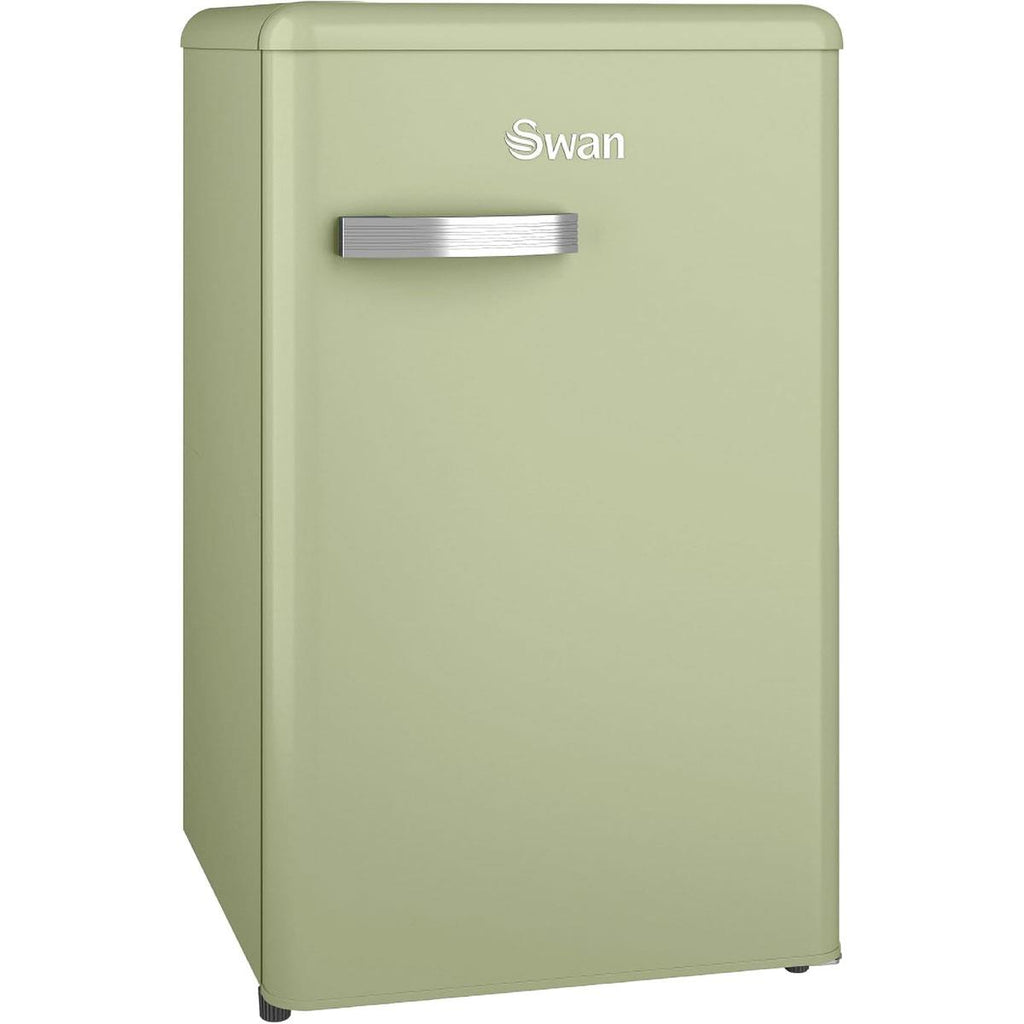 Swan Retro Under Counter Fridge Freezer 90L Green 77L Fridge 13L Freezer Glass Shelf Salad Drawer 3 Door Shelves