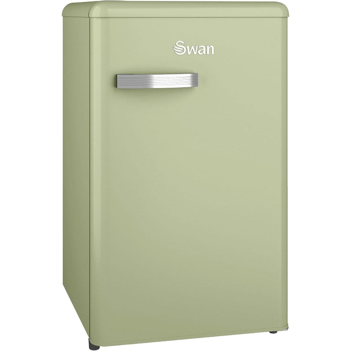 Swan Retro Under Counter Fridge Freezer 90L Green 77L Fridge 13L Freezer Glass Shelf Salad Drawer 3 Door Shelves