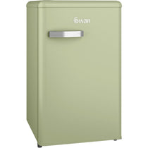 Swan Retro Under Counter Fridge Freezer 90L Green 77L Fridge 13L Freezer Glass Shelf Salad Drawer 3 Door Shelves