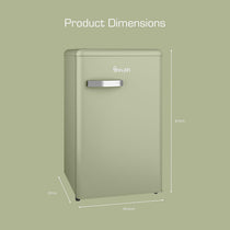 Swan Retro Under Counter Fridge Freezer 90L Green 77L Fridge 13L Freezer Glass Shelf Salad Drawer 3 Door Shelves