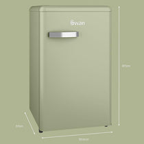 Swan Retro Under Counter Fridge Freezer 90L Green 77L Fridge 13L Freezer Glass Shelf Salad Drawer 3 Door Shelves