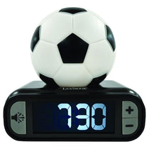 Lexibook Soccer Ball Digital Alarm Clock with Night Light LCD Display Snooze and Adjustable Volume Black White