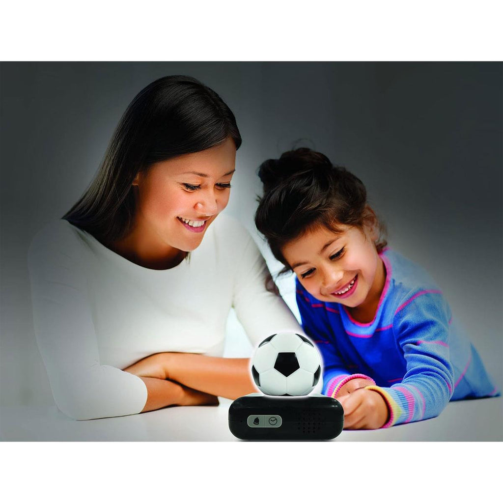 Lexibook Soccer Ball Digital Alarm Clock with Night Light LCD Display Snooze and Adjustable Volume Black White