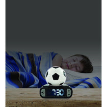 Lexibook Soccer Ball Digital Alarm Clock with Night Light LCD Display Snooze and Adjustable Volume Black White