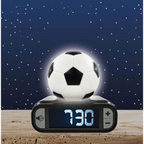 Lexibook Soccer Ball Digital Alarm Clock with Night Light LCD Display Snooze and Adjustable Volume Black White