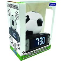 Lexibook Soccer Ball Digital Alarm Clock with Night Light LCD Display Snooze and Adjustable Volume Black White