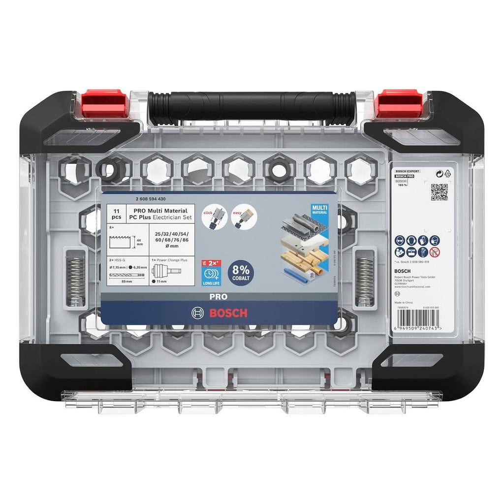 Bosch Pro Multi Material PC Plus Hole Saw Set 11-Piece 25–86 mm Power Change Plus