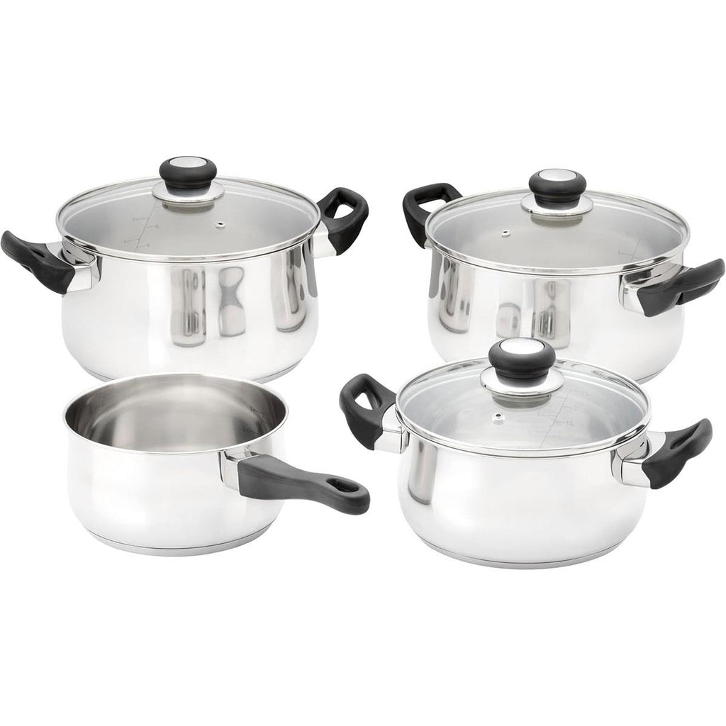 Judge Vista 4 Piece Stainless Steel Cookware Set Induction Compatible 18cm Saucepan 20cm And 24cm Silver