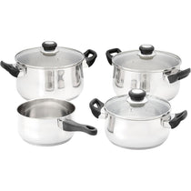 Judge Vista 4 Piece Stainless Steel Cookware Set Induction Compatible 18cm Saucepan 20cm And 24cm Silver