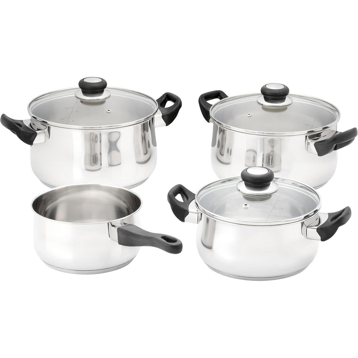 Judge Vista 4 Piece Stainless Steel Cookware Set Induction Compatible 18cm Saucepan 20cm And 24cm Silver