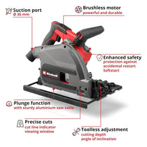 Einhell Professional Cordless Plunge Saw 18V Brushless 165mm Blade 56mm Cut Bare Unit