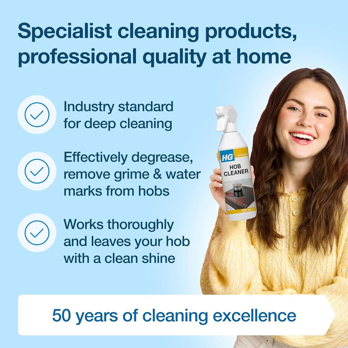 HG Hob Cleaner Spray 500ml for Ceramic Induction Gas & Electric Cooktops Kitchen Grease Remover