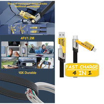 Generic 4-in-1 USB Charging Cable 1.5M USB-A and USB-C to Lightning and USB-C Braided Multi-Connector Lead