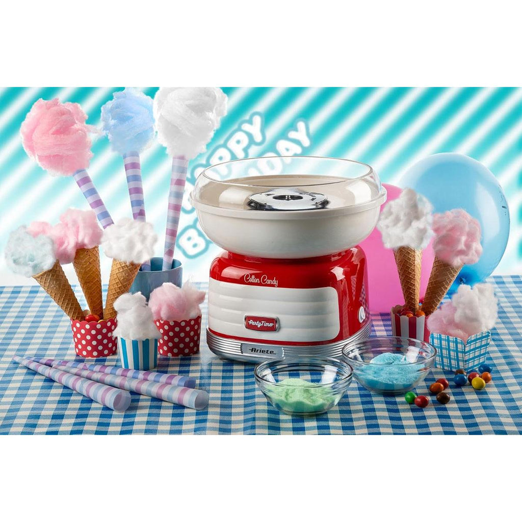 Ariete Party Time Candy Floss Maker 500W Red with Sugar Dispenser and 4 Cones 450W - Red